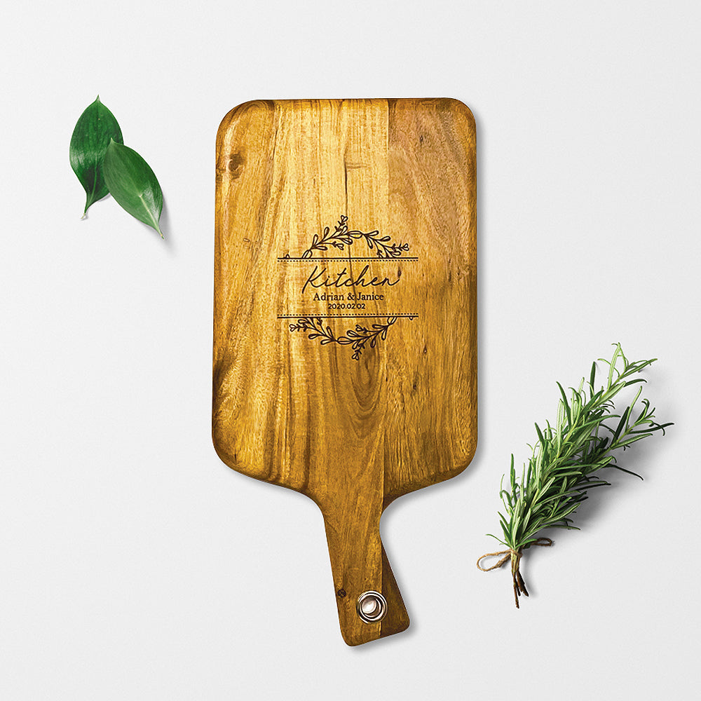 Wooden Paddle Cutting & Serving Board with Handle